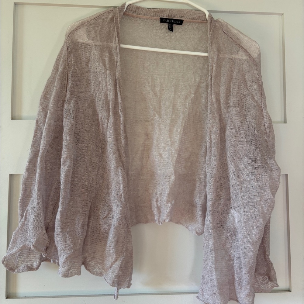 Eileen Fisher Light Gray Sheer Cardigan